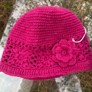 Pink Knit Beanie with Flower - World Market